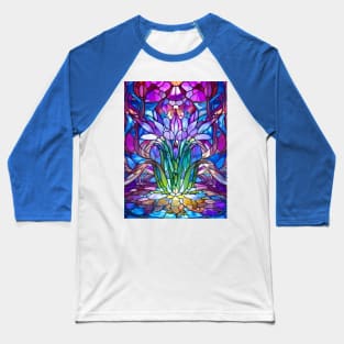 Stained Glass Orchid Flower Baseball T-Shirt